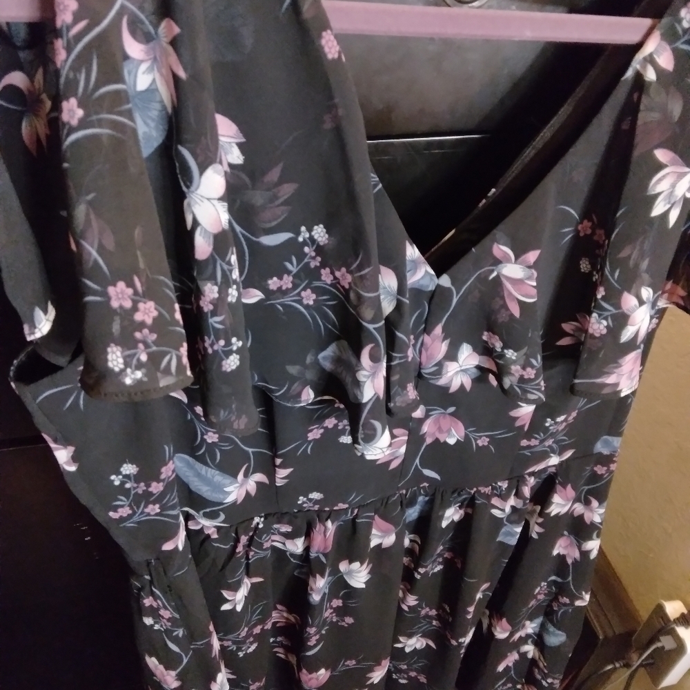 City Chic Black Floral Dress Size 14